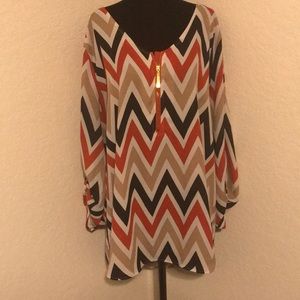Chevron hi-lo blouse